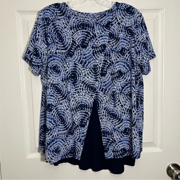 MICHAEL KORS Blue Split back Top | size large - Picture 7 of 10